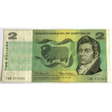 AUSTRALIA 1966 . TWO 2 DOLLARS BANKNOTE . COOMBS/WILSON . FIRST PREFIX FAA